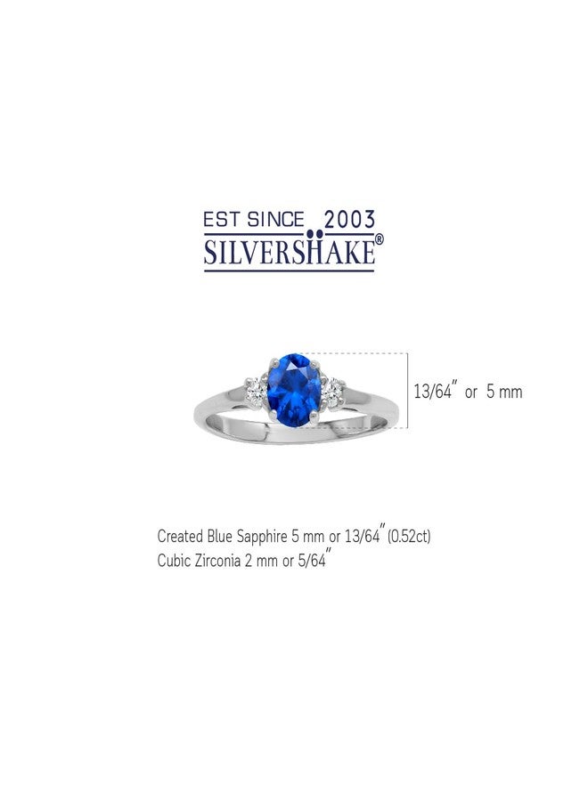 Silvershake 5mm Petite Created Round Shape Blue Sapphire 925 Sterling Silver Promise Gemstone Ring Jewelry for Women Size 8 - Image 3