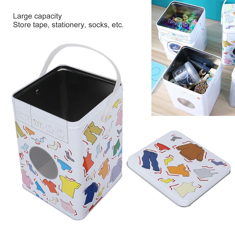 klarako Laundry Powder Tin, Laundry Detergent Powder Storage Box Simple Unique Cute Household Item Socks Container Organizer - Image 2