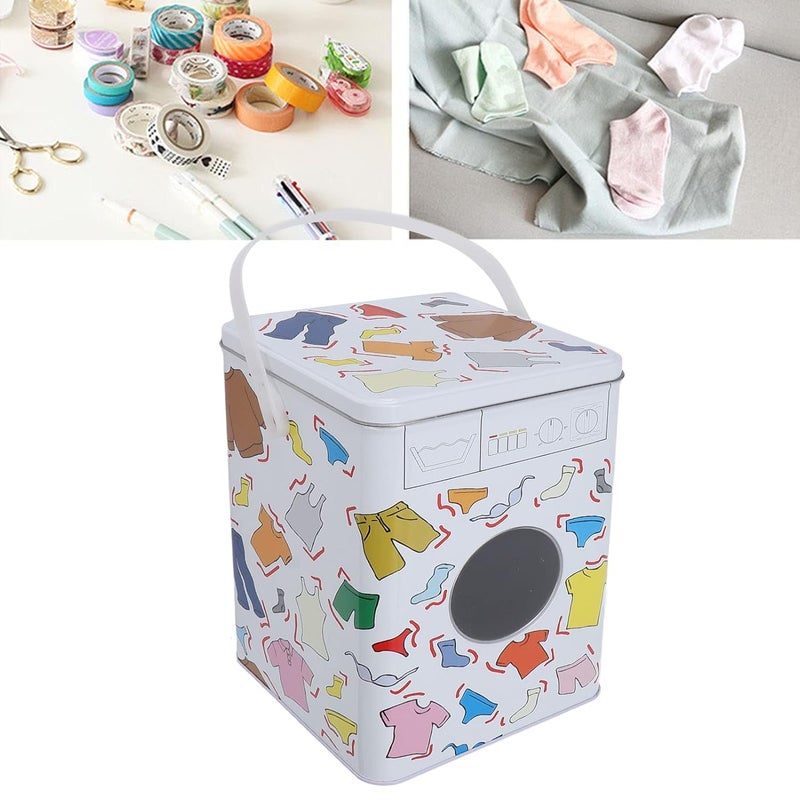 klarako Laundry Powder Tin, Laundry Detergent Powder Storage Box Simple Unique Cute Household Item Socks Container Organizer - Image 4