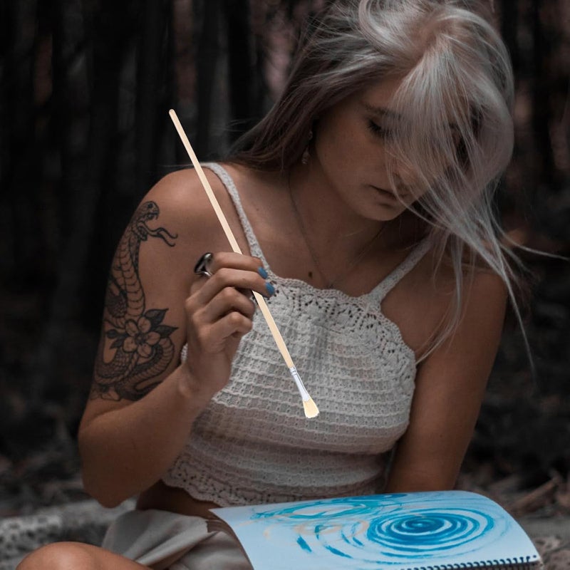 مجموعة فرش رسم WOONEKY على شكل مروحة من 3 قطع بشعيرات طبيعية، مقاسات 4 و8 و10 لإمدادات الرسم والطلاء بالأكريليك والألوان المائية والجواش - Image 5