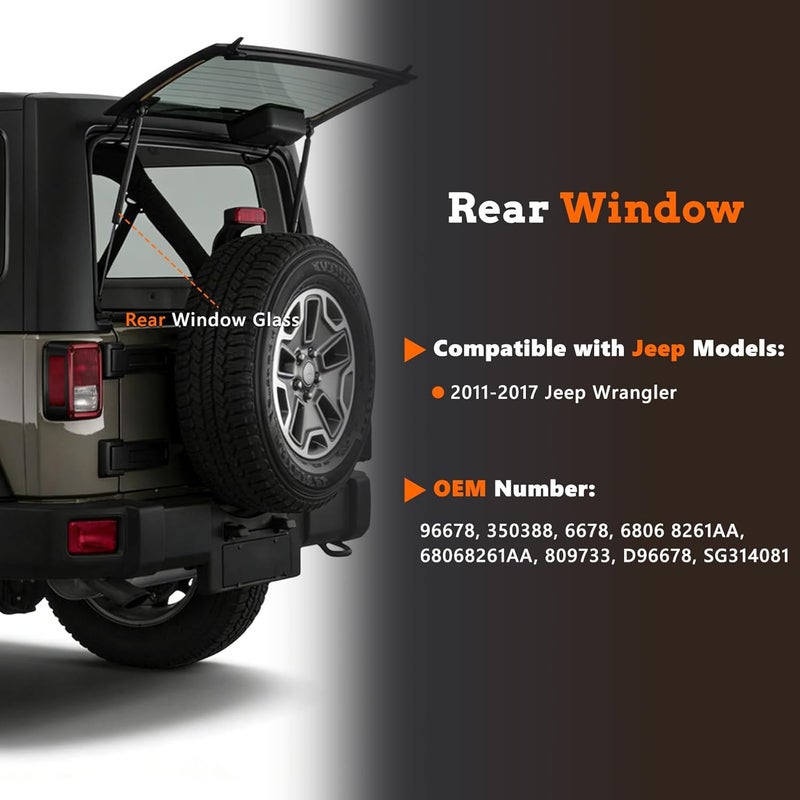 Blshwez Rear Window Struts, Heavy-Duty Rear Glass Shocks Lift Supports for 2011-2017 Jeep Wrangler, Jeep Wrangler JK 2018 with Factory Top, Replaces OEM# 68068261AA 6678, 2PCS - Image 2