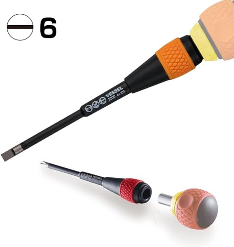VESSEL BALL GRIP Ratchet Screwdriver (-6(1/4) x100(4") Replacement Blade) - Image 3