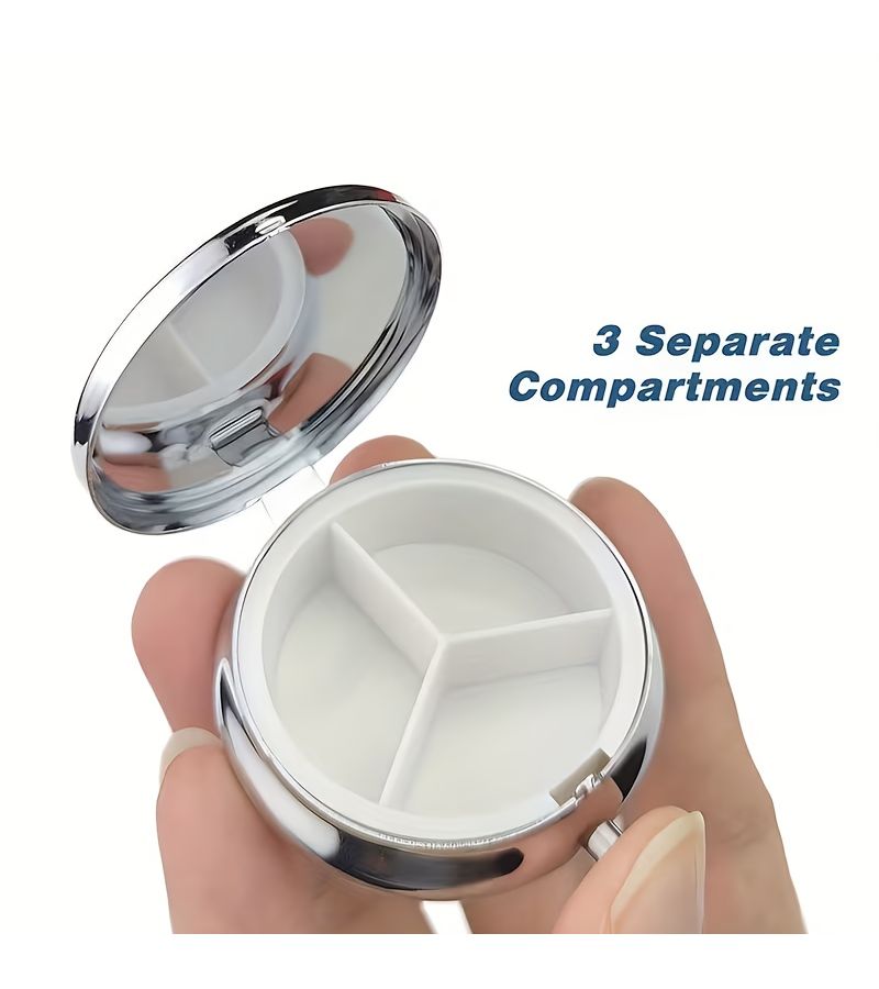 A Round Portable Medicine And Vitamin Container With Three Sections Scorpio Constellation Design Ideal For Wallet Or Pocket Storage Great Small Gift - Image 2