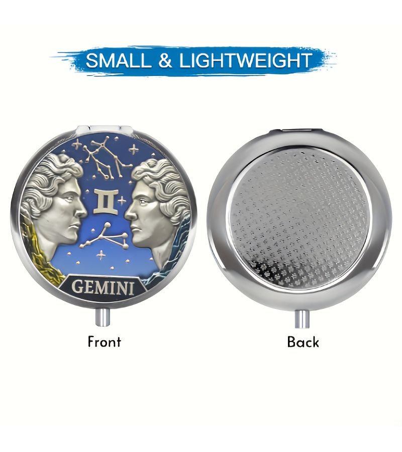 A Round Portable Medicine And Vitamin Container With Three Sections Scorpio Constellation Design Ideal For Wallet Or Pocket Storage Great Small Gift - Image 5