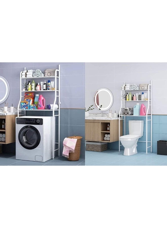 3 Shelf Bathroom Space Saver, Over The Toilet Rack, Bathroom Corner Stand Storage Organizer Accessories, The Washing Machine, Bathroom Tower  - Image 1
