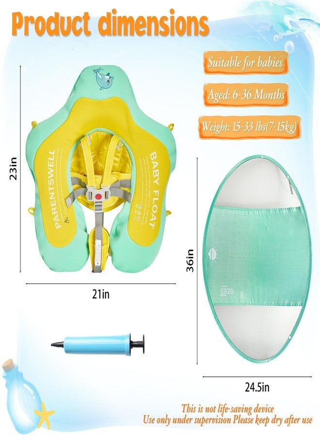Parentswell Baby Pool Float with Canopy UPF50+ Sun Protection, Soft Fabric-Covered Inflatable Baby Float, No Flip Over Infant Swim Float for Baby 6-36 Months, Skin Protect Toddler Pool Floaties for Boys and Girls - Image 2