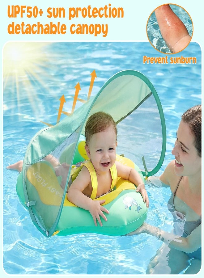 Parentswell Baby Pool Float with Canopy UPF50+ Sun Protection, Soft Fabric-Covered Inflatable Baby Float, No Flip Over Infant Swim Float for Baby 6-36 Months, Skin Protect Toddler Pool Floaties for Boys and Girls - Image 3