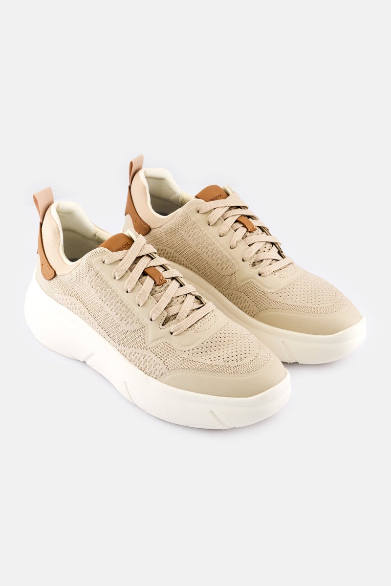 GEOX Women Nebula Lace Up Casual Shoes, Light Sand - Image 1