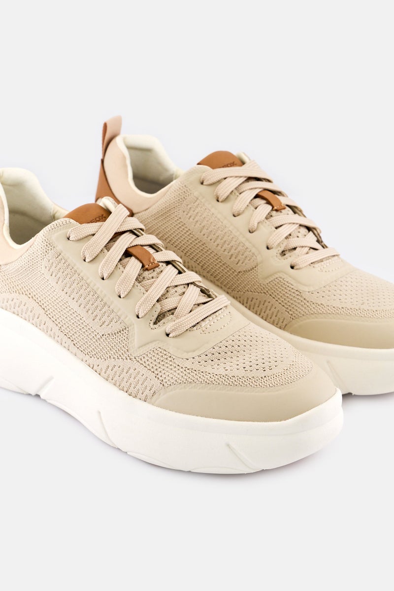 GEOX Women Nebula Lace Up Casual Shoes, Light Sand - Image 3