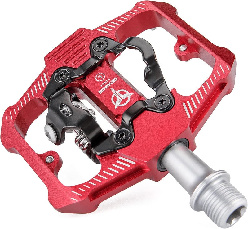 GEWAGE Bicycle Pedals for SPD, 3 Sealed Bearings, Double Function, Flat and Click Pedal, Lightweight Aluminium MTB Pedals 9/16 Inch with Cleats for MTB, Road Bike - Image 1