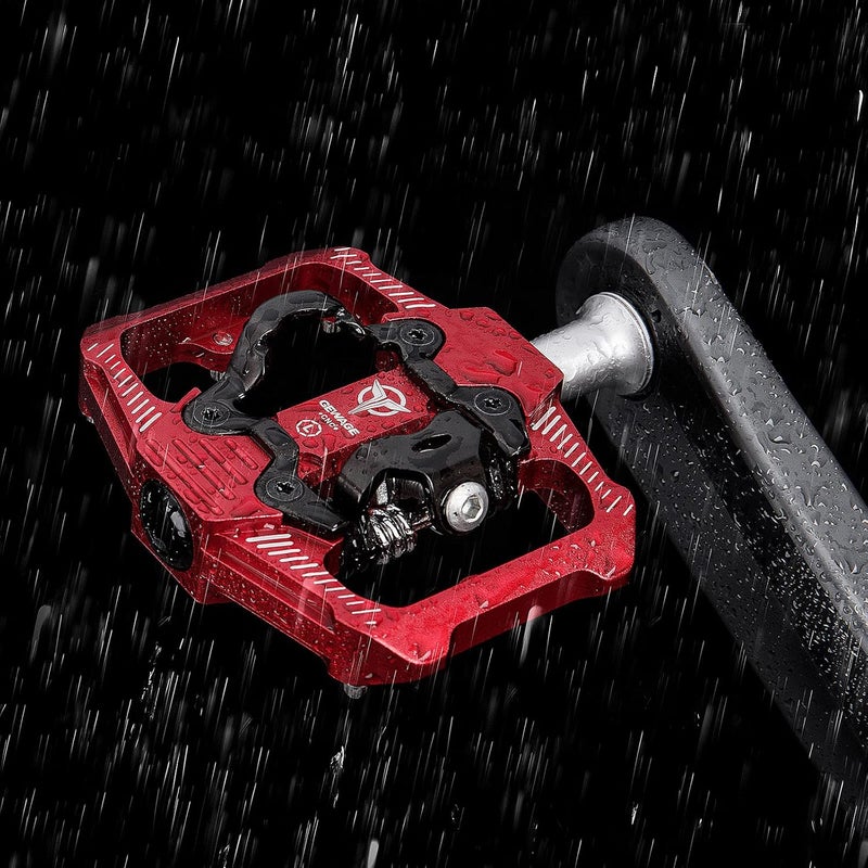 GEWAGE Bicycle Pedals for SPD, 3 Sealed Bearings, Double Function, Flat and Click Pedal, Lightweight Aluminium MTB Pedals 9/16 Inch with Cleats for MTB, Road Bike - Image 4