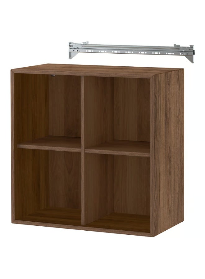 IKEA (IKEA) وحدة رفوف جدارية بأربعة أقسام، بتصميم خشب الجوز، 70×35×70 سم - Image 1