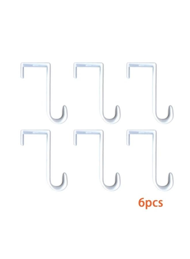 6 Pack White Plastic Door Hooks Wall Mount Easy Install For Hanging Bags Hats Keys - Image 1