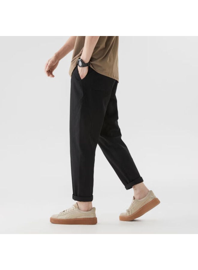 Clor American-style Cargo Pants For Men, Spring And Summer Loose Straight-leg Trousers, Trendy Pure Cotton Casual Pants, Cm04 Black, Size M - Image 4