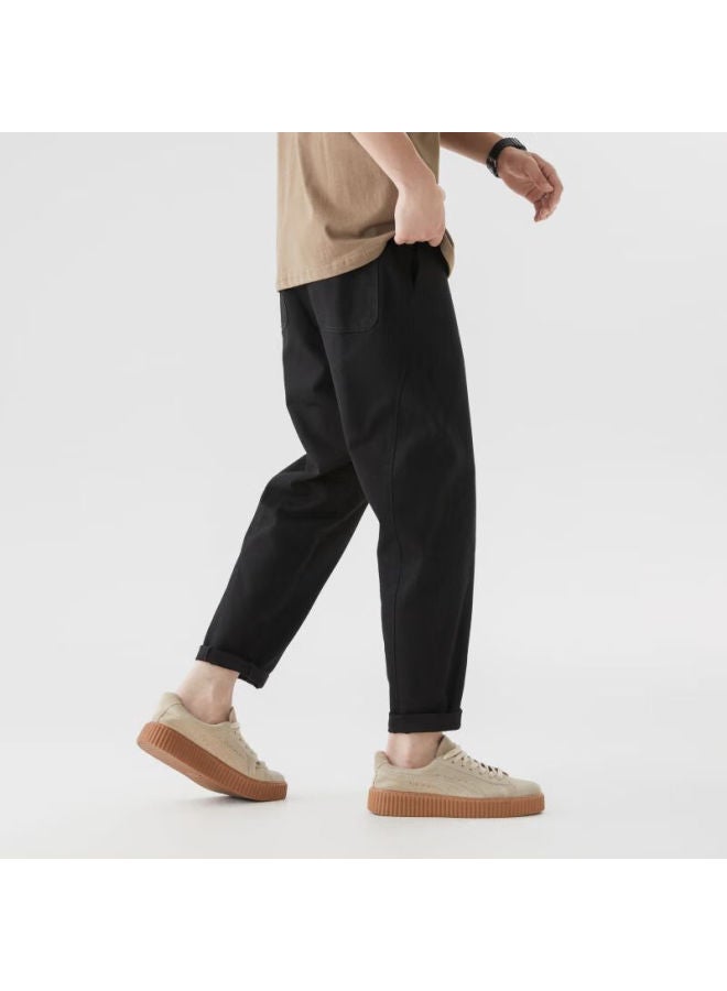 Clor American-style Cargo Pants For Men, Spring And Summer Loose Straight-leg Trousers, Trendy Pure Cotton Casual Pants, Cm04 Black, Size M - Image 2