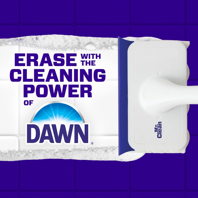 Mr Clean Mr. Clean Magic Eraser Shower & Tub Scrubber, Bathroom Cleaner, All in One Bathroom Cleaner, Lemon Starter Kit, 2 Scrubber, 5 Foaming Magic Erasers, 1 Whole Home Extra Durable Magic Eraser - Image 5
