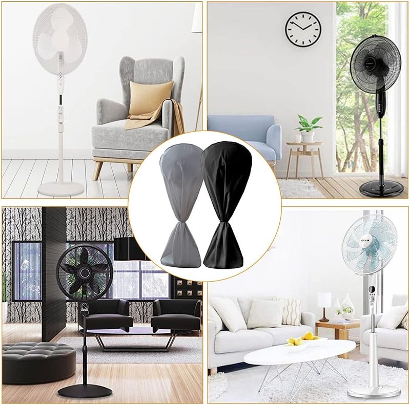 BOSKING Electric Fan Dust Cover 420D Heavy Duty Standing Round Fan Cover Washable All Electric Fan Sleeve Waterproof Dustproof Protective Cover for Pedestal Stand Fan Floor Fan - Grey (Grey) - Image 5