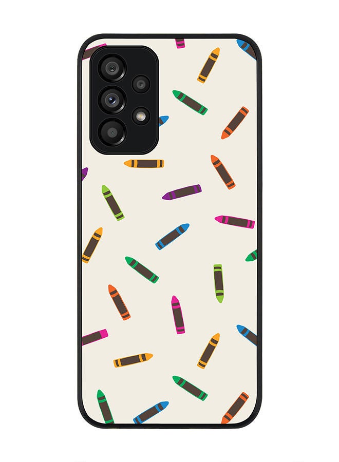 Stylizedd Rugged Black edge case for Samsung Galaxy A73 5G Slim fit Soft Case Flexible Rubber Edges Anti Drop TPU Gel Thin Cover - Crayon Pary  - Image 1