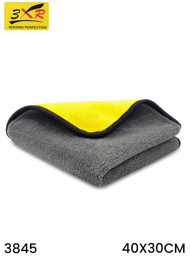 3 اكس ار 3XR منشفة تنظيف من الألياف الدقيقة مزدوجة الجوانب 40 × 30 سم، منشفة عالية الامتصاص من الصوف المرجاني للسيارة والمنزل، نسيج ناعم مخملي للتجفيف والتلميع والتشميع وإزالة الغبار، عناية خالية من الخدوش للأسطح الداخلية للسيارة والنوافذ والمرايا والأثاث، 3845 - Image 1