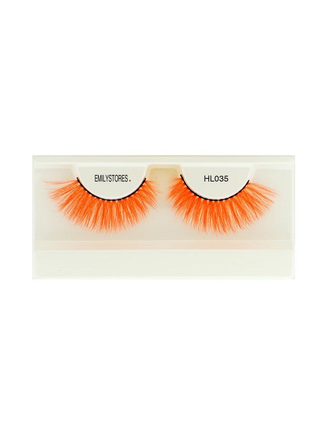 EMILYSTORES Orange Eyelashes Colored Halloween Lashes For Costume Dramatic Long Eye Lashes Masquerade Party Cosplay Makeup Lashes 1 Pair (Orange) - Image 1