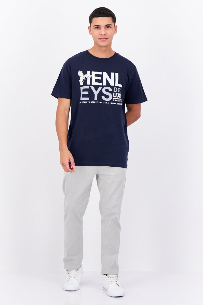 Henleys Men Crew Neck Short Sleeves Graphic T-Shirt, Navy - Image 4
