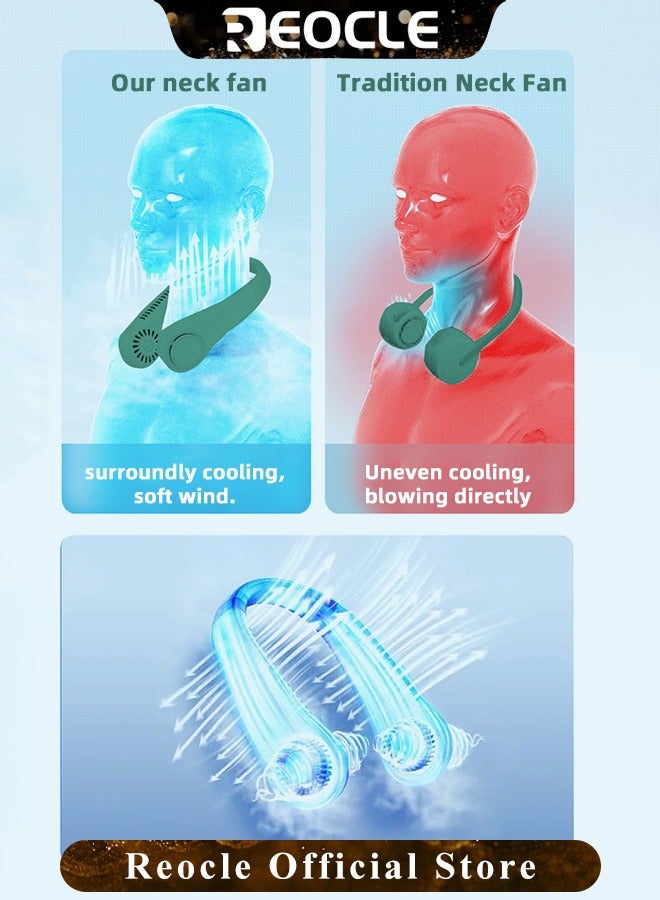 REOCLE Neck Fan Hands Free Bladeless 360° Cooling Personal Fan with Portable Strong Wind & 6 Speed Adjustable & Short Charging & Long Use Time Portable Neck Fan for Outdoor Sports Home Office Travel - Image 5