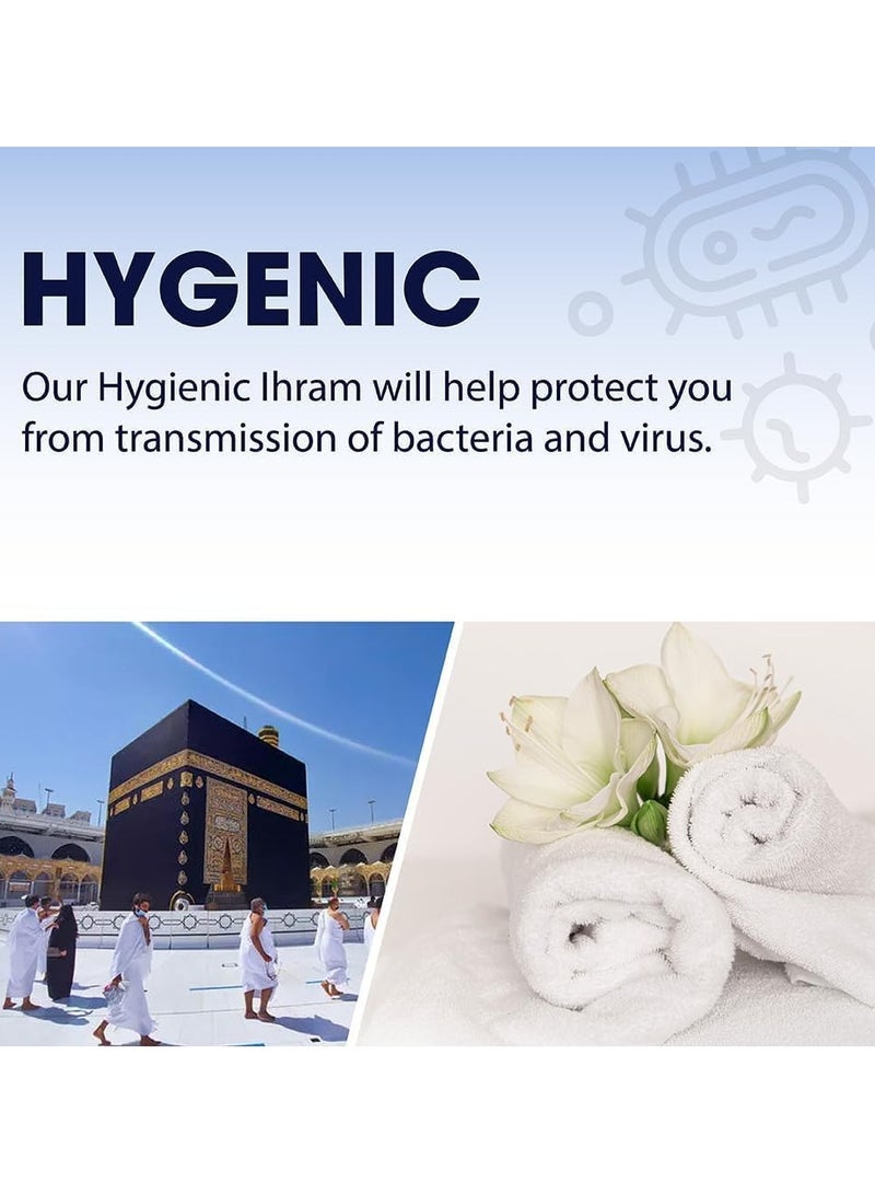 REBENUO Ihram clothes for men for Hajj and Umrah - 2 white towels - 100% natural healthy combed cotton towels, weight 1800 grams  - Image 4