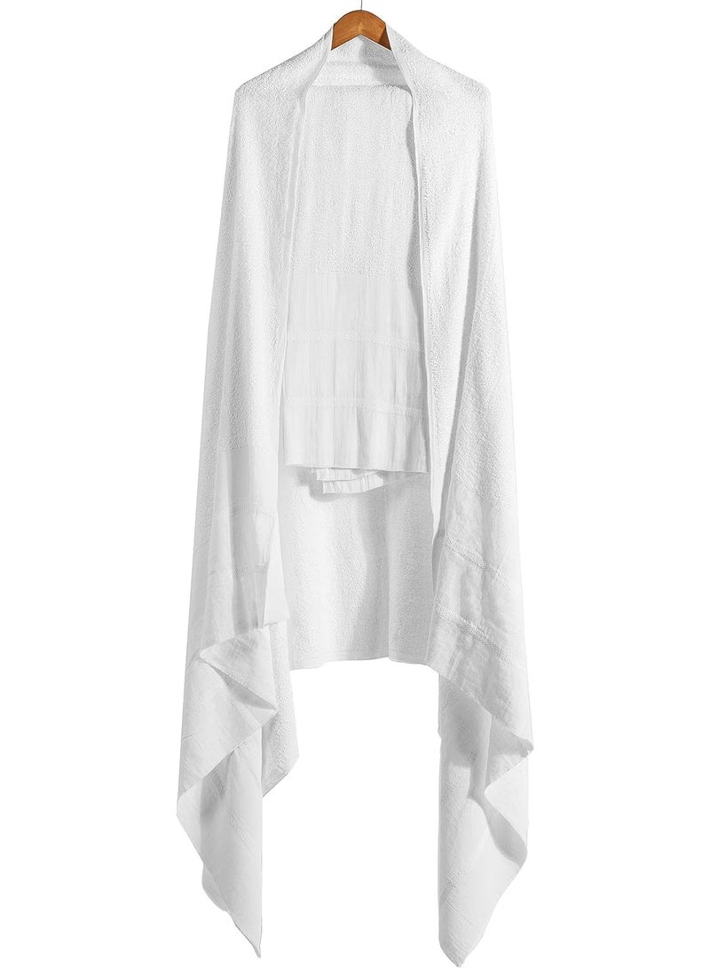 REBENUO Ihram clothes for men for Hajj and Umrah - 2 white towels - 100% natural healthy combed cotton towels, weight 1800 grams  - Image 2