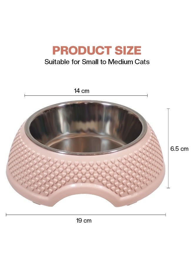 أن ان سي بيتس وعاء للحيوانات الأليفة للقطط والكلاب الصغيرة، محطة تغذية وسقاية من الفولاذ المقاوم للصدأ مع مادة البولي بروبيلين المتينة، تصميم محمول، وقاعدة غير قابلة للانزلاق، قابل للفصل وسهل التنظيف، 19 سم (وردي) - Image 2