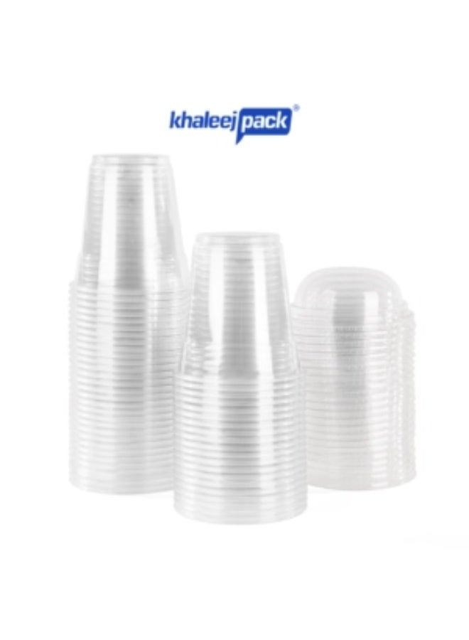 Khaleej Pack أكواب عصير بلاستيكية شفافة سعة 8 أونصات، 25 قطعة، أكواب بت غطاء قابلة للتصرف - Image 3
