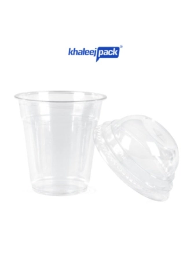 Khaleej Pack أكواب عصير بلاستيكية شفافة سعة 8 أونصات، 25 قطعة، أكواب بت غطاء قابلة للتصرف - Image 2