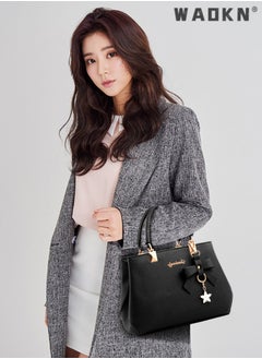 WAOKN Women's New Fashion Bow Decorated Handbag, Ladies Simple Large-capacity Shoulder Bag, Crossbody Bag, Elegant Multi-pocket Tote Bag Carrying Bag(Black)  - Image 2
