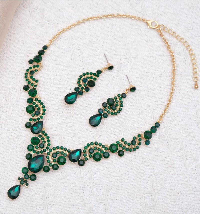 CSY Elegant Crystal Necklace Earrings Bracelet Ring Bridal Wedding Party Costume Jewelry Sets for Brides Women - Image 3
