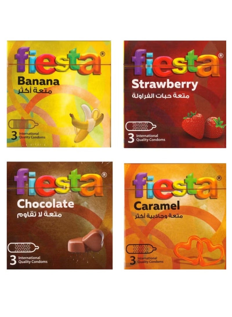 Fiesta Condom Set, Assorted Flavors - 4 Packs of 3 Pieces - Image 2