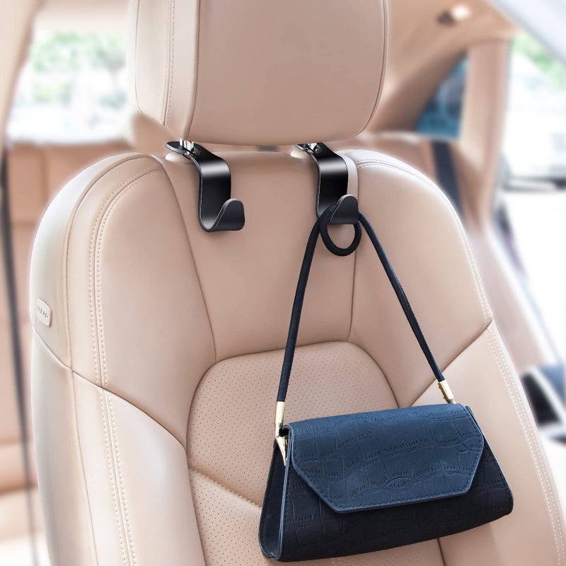 EldHus 4 Pack Car Back Seat Headrest Hook Hanger for Purse Grocery Bag Handbag Hat - Image 4