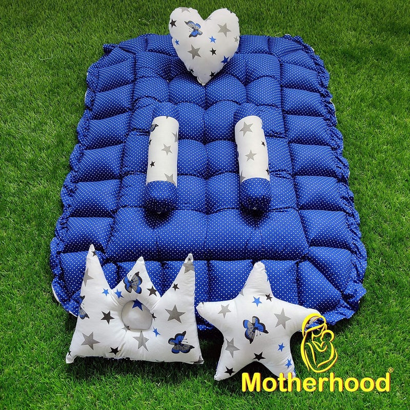 MOTHERHOOD MOTHERHOOD Rectangle Baby Tub Bed and 5 pc Pillow Luxury Mattress Bed Sleeper Bedding Set Safe Cotton Fabric with RFilled UltraSoft Comfortable for Newborn to Toddlers ZBlue - Image 5