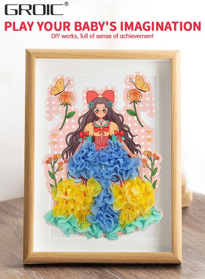 GROIC Arts and Crafts Kits for Kids, Creative Poke Art Fabric Puzzle Puncture Painting for Girls, Fashion Designer Kit,  DIY Poking Drawing Dress Up Boards,Art Paper Craft Kit - Image 4