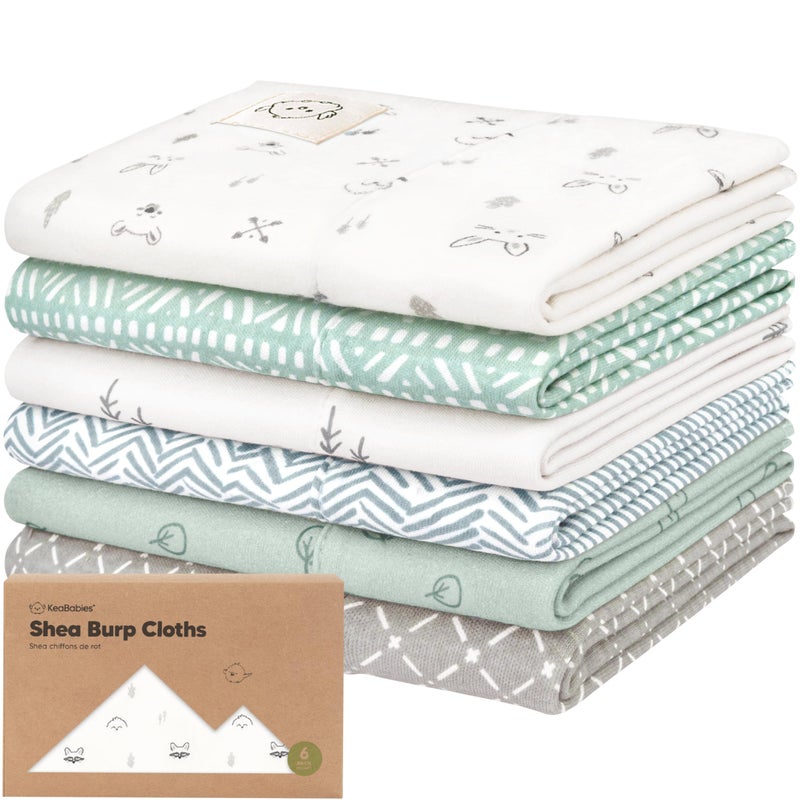 KeaBabies Organic Burp Cloths Baby Boy Girl 6Pack Large 100 Cotton Burping Cloths for Babies Spit Up Rags Super Absorbent Ultra Soft Newborn Rag Gender Neutral Machine Washable Durable Nordic - Image 2