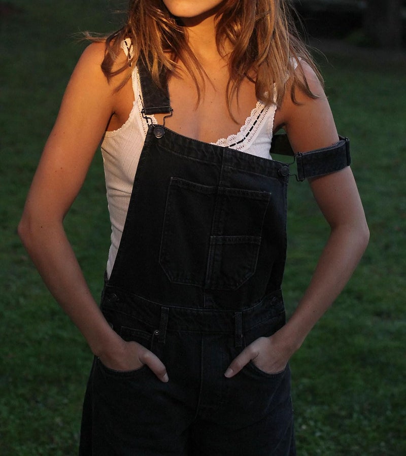 yoeasy Womens Denim Bib Overalls Barrel Wide Leg Baggy Adjustable Strap Denim Pants Jumpsuits with Pockets (Small, Black) - Image 5