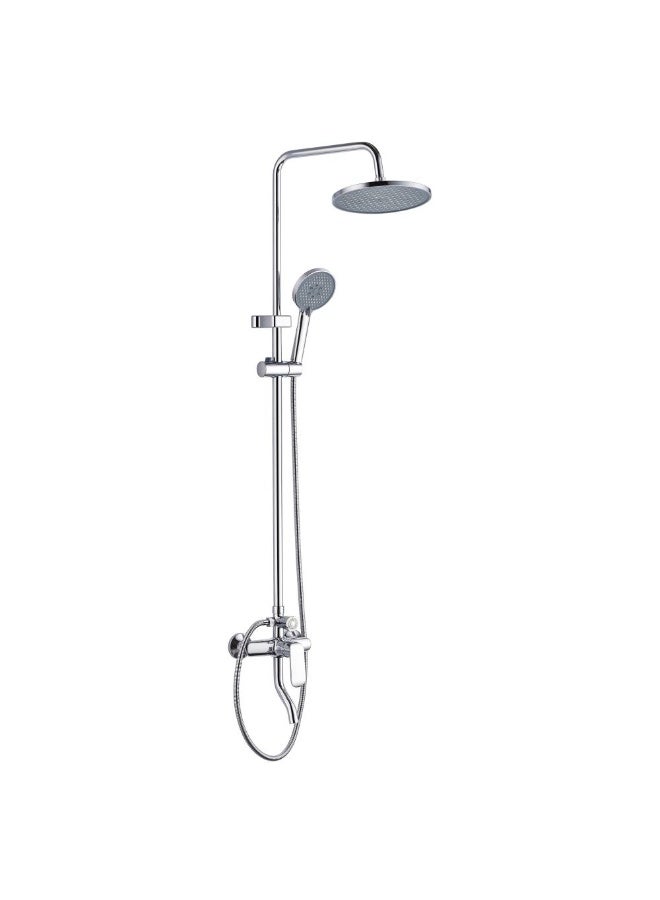 DANUBE HOME Milano Curry Rain Shower With Complete Shower Set (Round)- Chrome Solid Metal Pressure Balancing Showerhead Mixer Wall Mounted Rainfall Shower System For Bathroom With Adjustable Handheld Shower - Image 2