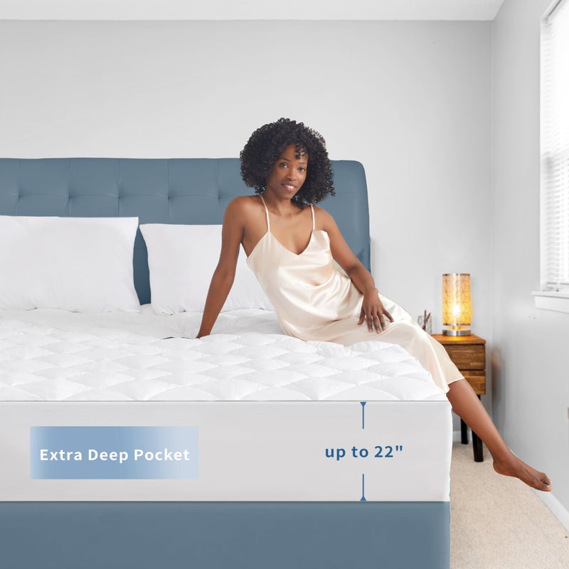 Sunflower Twin Mattress Pad Cover, Cotton Mattress Cover College Dorm Hypoallergenic, Extra Deep Pocket 18"-22" Quilted Mattress Protector Twin Size Thin Version, Soft Breathable and Noiseless - Image 2