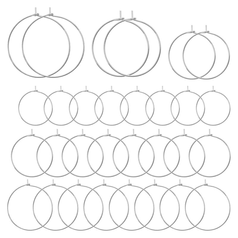 180Pcs Round Wine Glass Hoops RingsBeading Hoop Rings Ear Wines Earring Hoops for DIY Jewelry Making Craft ArtWhite K