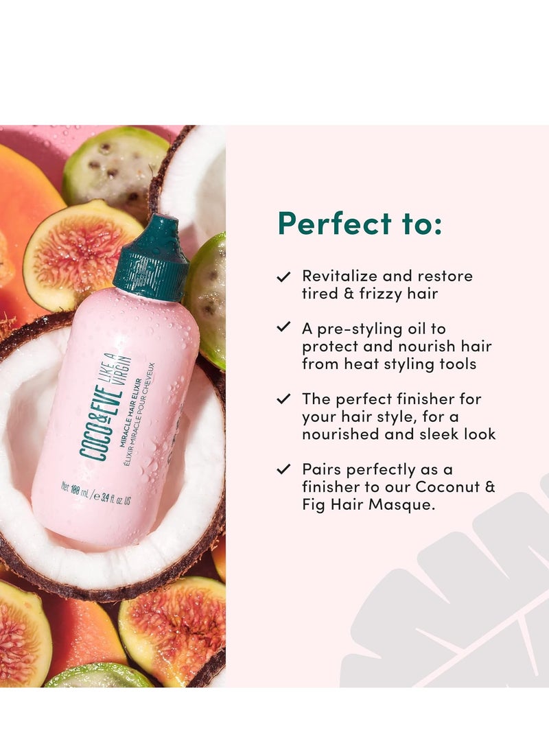 COCO & EVE Coco & Eve Miracle Hair Elixir. Coconut Oil with Hyaluronic Acid Leave in Conditioner.Treatment for Dry Damaged Hair | Frizz control. Protects from Heat Styling  - Image 4
