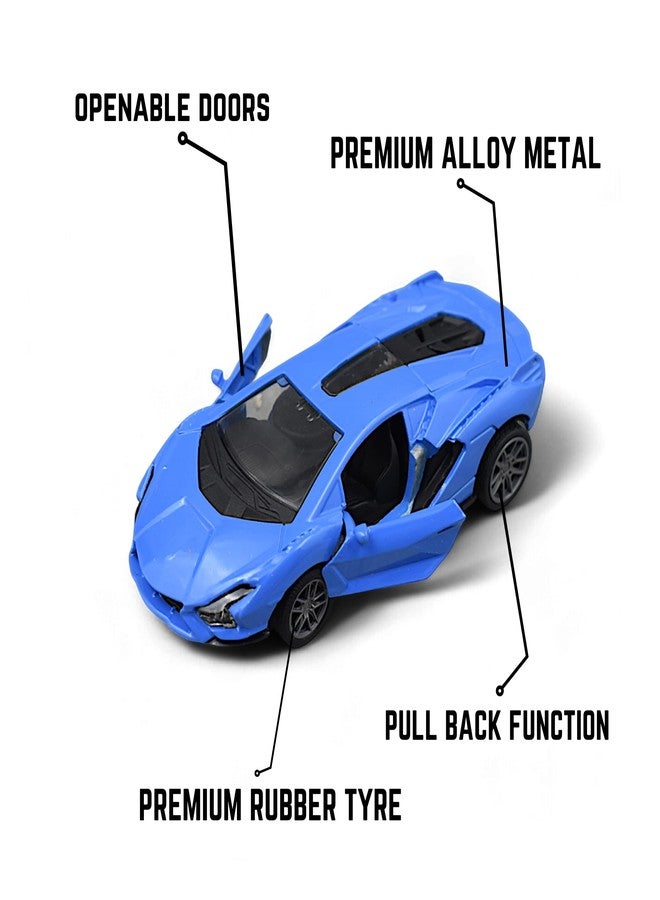 MASIPICKS Super Car Toy 1:36 Exclusive Alloy Metal Pull Back Die-cast Car Diecast Metal Pullback Toy car with Openable Doors Boys Gifts Toys for Kids (Blue Color) - Image 3