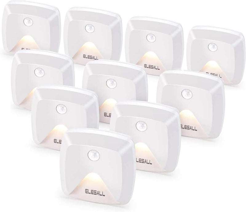 innofox 10-Pack Stick-on Motion Sensor Lights, Warm White LED Night Light, Stick-Anywhere Stair Lights, Closet Light, Battery Operated Wall Light for Kitchen, Hallway, Bedroom, Bathroom, Stairs - Image 1