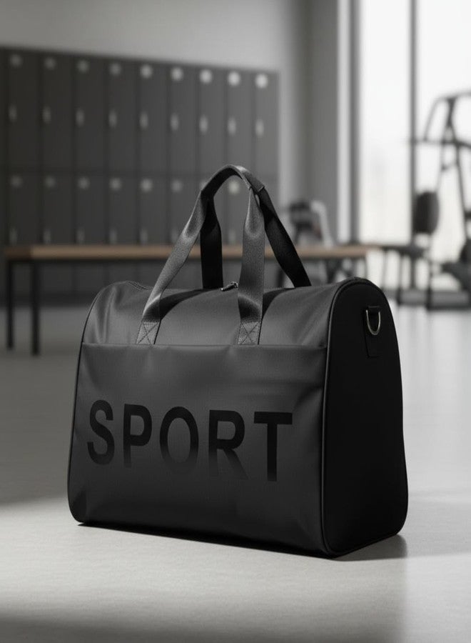 MERISH Unisex Gym Bag Duffel Bag, Black Waterproof Gym and Travel Bag with Shoulder Strap, 44cm x 31cm - Image 2