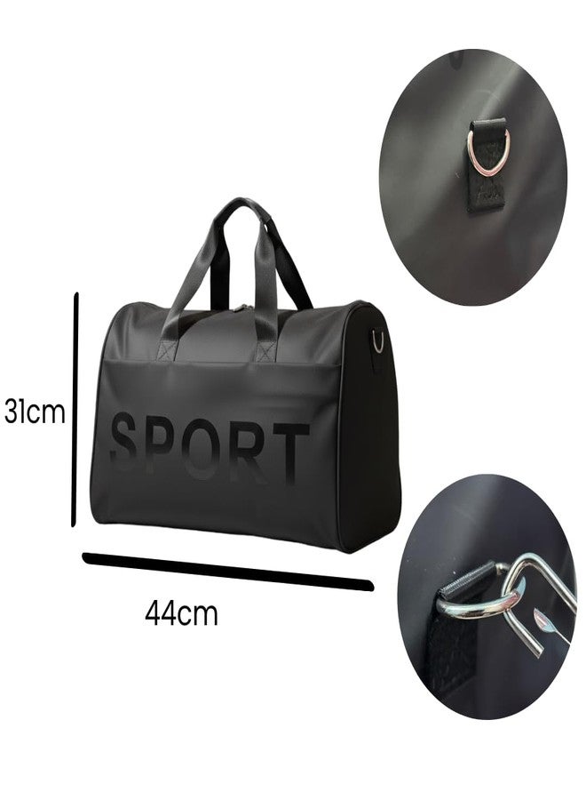 MERISH Unisex Gym Bag Duffel Bag, Black Waterproof Gym and Travel Bag with Shoulder Strap, 44cm x 31cm - Image 5