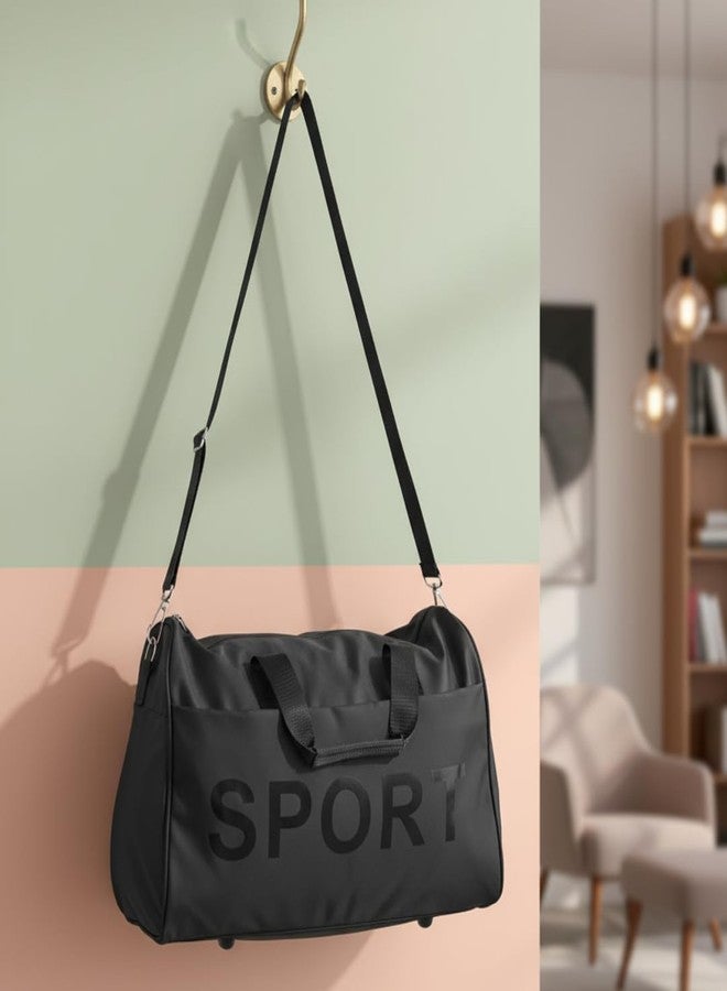 MERISH Unisex Gym Bag Duffel Bag, Black Waterproof Gym and Travel Bag with Shoulder Strap, 44cm x 31cm - Image 3