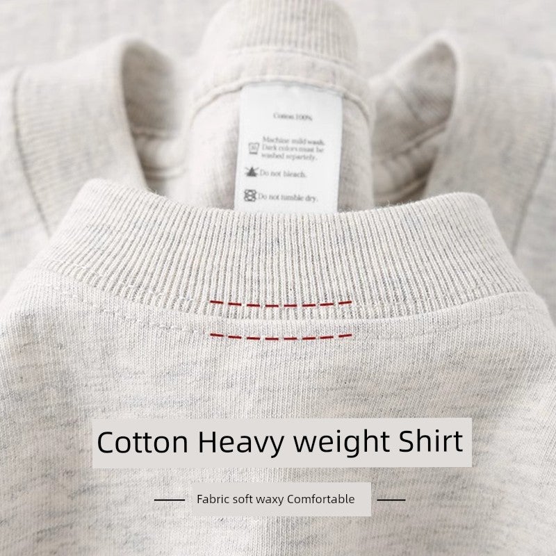 Thick and opaque! Heavyweight 300g pure cotton long-sleeved T-shirt for men and women with solid color student undershirt for autumn and winter - Image 1