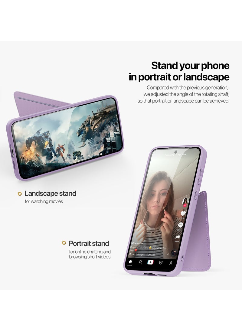 DUX DUCIS Rafi II Series Case for Samsung Galaxy S25 Plus Case Wallet with Kickstand and Credit Card Holder Compatible with MagSafe Leather Heavy Duty Protective Case Cover (Purple) - Image 4